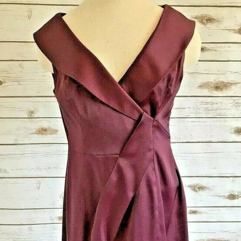 EVAN-PICONE Women Sleeveless Fully Lined Knee Length Burgundy Party Dress Size 4